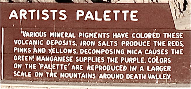 Various mineral pigments have colored these volcanic deposits. Iron salts produce the reds, pinks and yellows. Decomposing mica causes the green. Manganese supplies the purple.