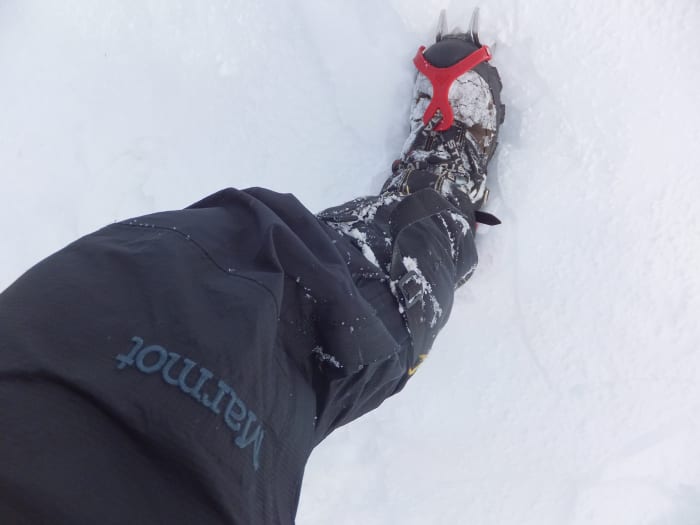When it became really icy, I switched out of my Tubbs Mountaineer snowshoes and into my Stubai crampons.