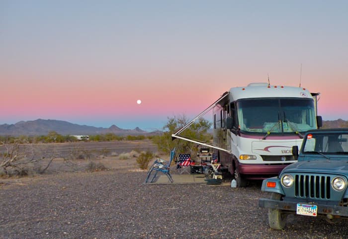 This desert campsite had no hookups, but made up for it with beautiful views of the sunsets and sunrises.
