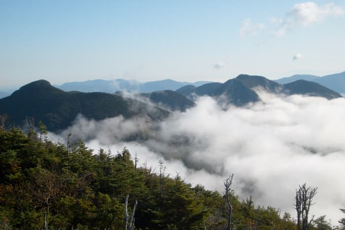 Mist in the Adirondack Great Range as seen on one of my ultralight backpacking trips.