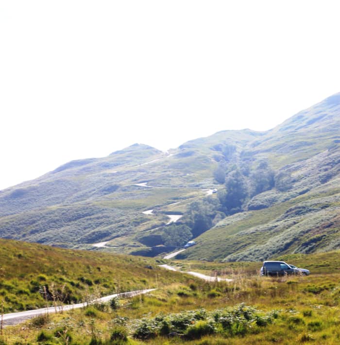 Hardknott Pass viewed from the Cockley Beck side. Arguably the hardest cycling climb in the Lake District and England