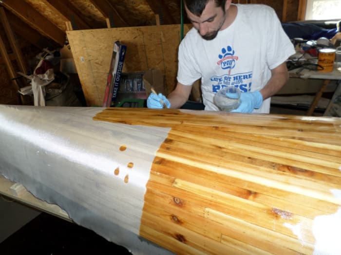 Building a Cedar Strip Kayak: The Details: Exterior Fiberglass and ...