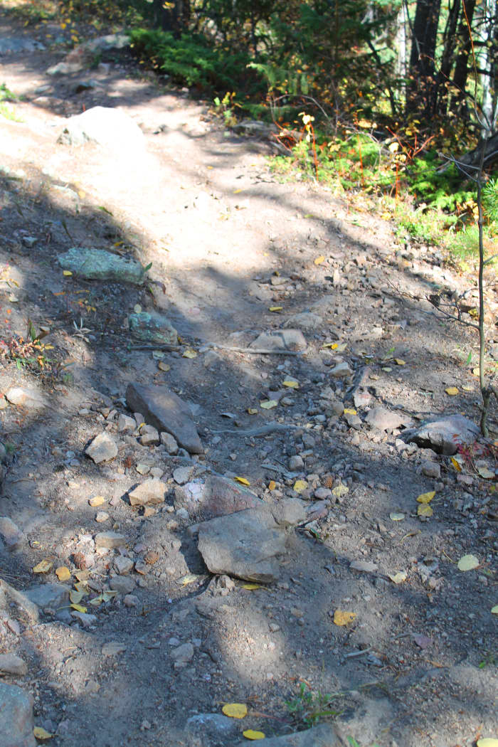 Here's what I am talking about. Coming down, it's tricky to negotiate loose rocks and gravel. It's a lot steeper than it looks here, as well.