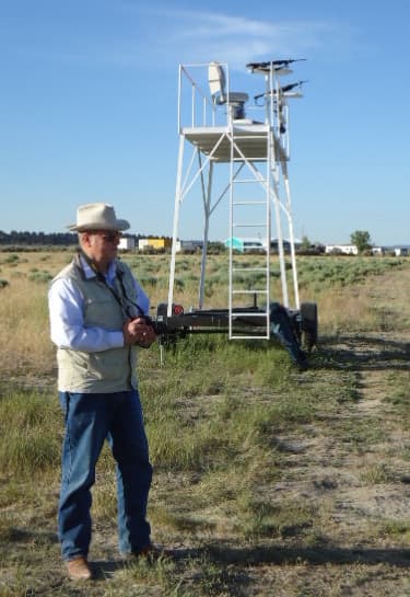 The 14-foot platform behind me provides a fine view of the terrain while minimizing the possibility of ricochets.