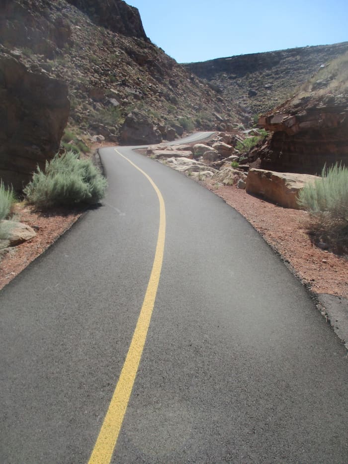 This bike trail through Hell Hole Canyon, just east of Washington will give the cyclist a bit of a roller coaster experience, photo by author