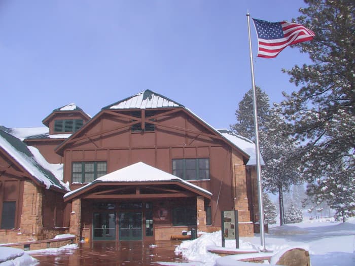 The Visitor Center in winter. Bryce NP is high enough (elev. 8200) to receive winter snowstorms.