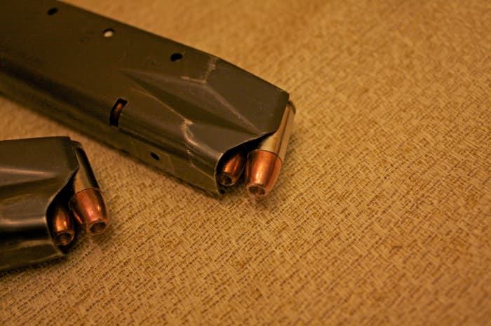 The 9mm's major tactical advantage: magazine capacity. Shootout veterans agree, you can't have too much ammo in a fire fight.