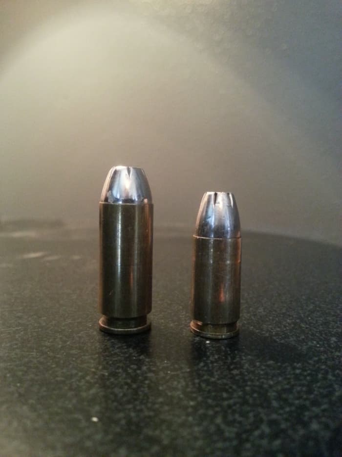 10mm Winchester Silvertip (L) next to its infamous 9mm brother. Decades after it's debut, the 10mm version is still a great, dual purpose load.
