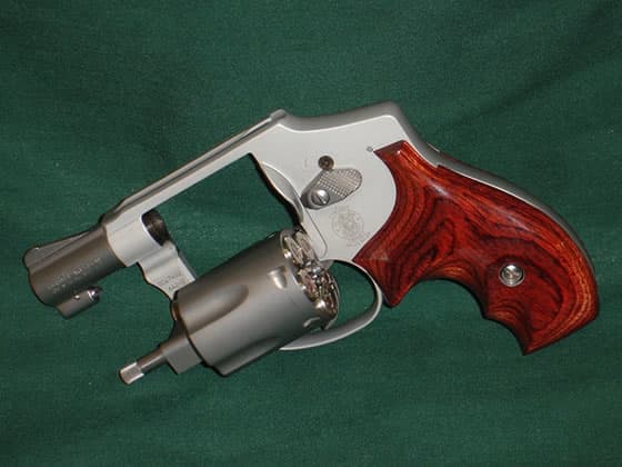 Snub-nosed revolvers, such as S&W's alloy-framed Model 642, make good belly and pocket guns. Shrouded hammer allows snag-free draws and firing from inside a coat pocket.