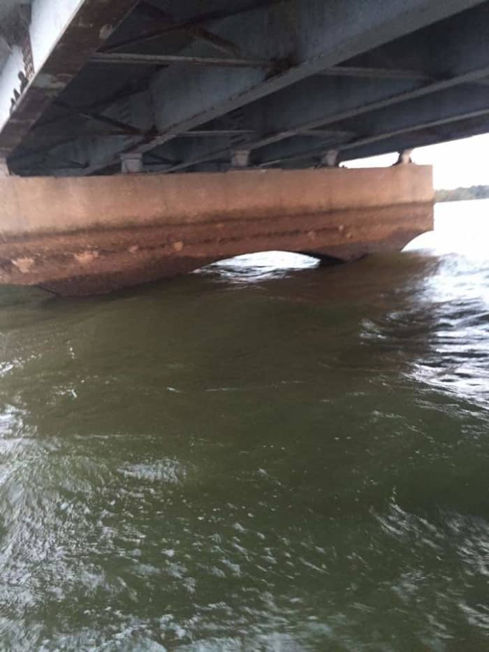 Bridges and their suppprt structures serve as awesome current breaks to catch flathead catfish. The fish will tend to hold closer to the actual current and wait for the forage to move into the break to swoop in and feed.