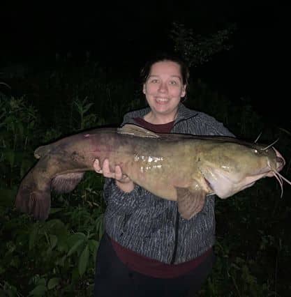 Trickin It Fishing member Jenna Bowser showing off a good catch. This is why in most cases bigger bait is better.