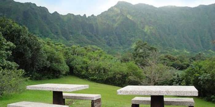 Kahua Lehua at Ho'omaluhia Botanical Gardens in the rainforest, the only Honolulu campsites not at the beach