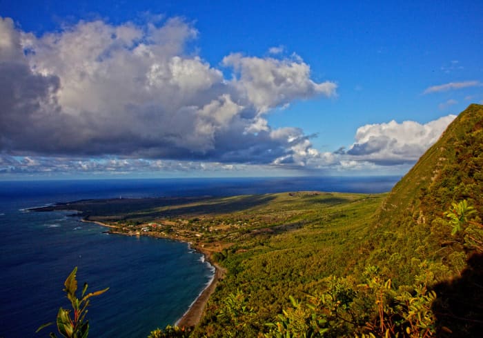 A view of the Kalaupapa National Historic Park with its former colony for patients being treated for leprosy, on Molokai, in the County of Maui, HI