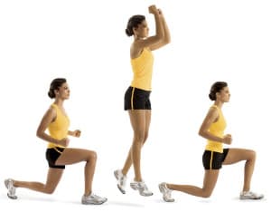 Lunge jumps, or split squat jumps, or Mary Katherine lunges: another challenging exercise to look forward to in Plyometrics.