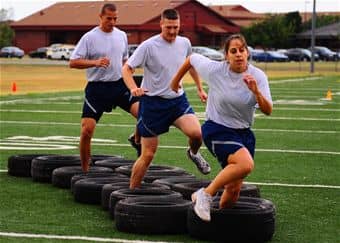 A tire run, the tire-less equivalent of which you'll be doing in your living room during P90X: Plyometrics.