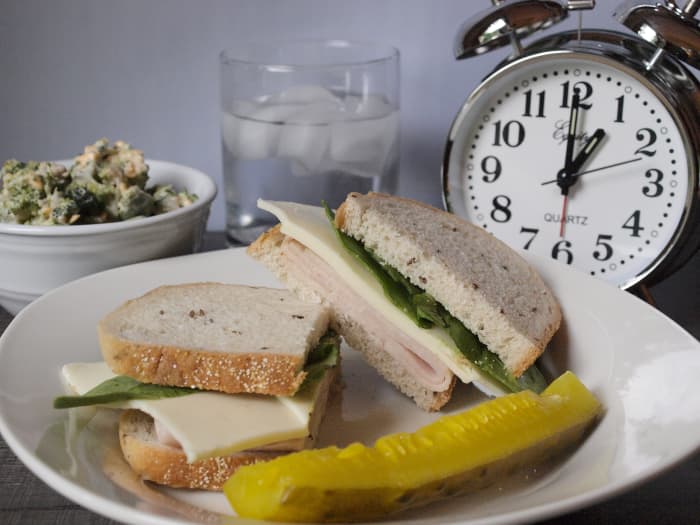 Lunch should be satisfying and include lean proteins and plenty of vegetables. Make sure you're eating at a time approximately between your first meal and the end of the 8-hour window.