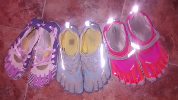 As you can see, my two pair of shoes has now multiplied to three pair. I love how the Bikila shoes have reflectors on them so it's easier to be seen at night.