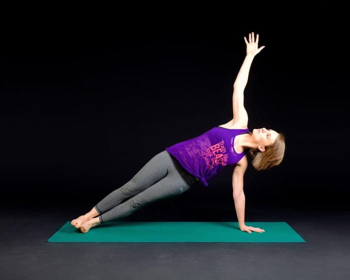 Side plank pose works the QL, the deep spinal stabilizing muscle. Keeping this muscle strong can help reduce your risk of a back injury.