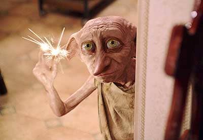 Dobby, the House Elf freed by Harry, and the inspiration for the founding of the Society for the Promotion of Elfish Welfare (S.P.E.W.)