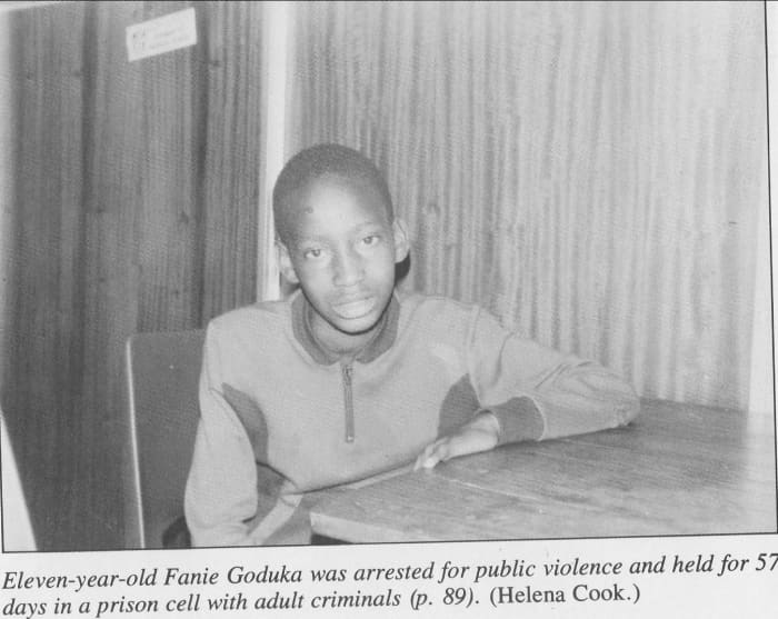 Eleven-year-old Fannie Goduka was arrested for public violence and held for 57 days in prison cell with adult criminals