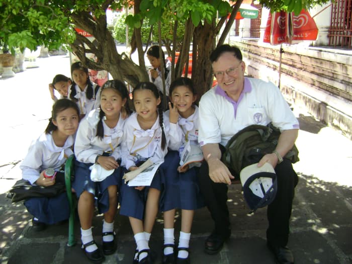 The Author With His Sixth-Grade Students on a School Trip in Bangkok, Thailand, in 2010