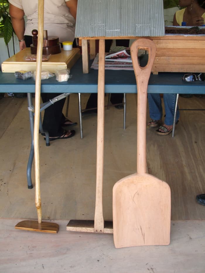 Tools used to harvest cocoa beans.