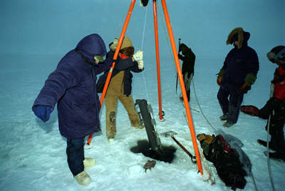 Scientists are working worldwide to develop new pollution detection devices. Here a team is testing new tools in the Arctic Ocean.