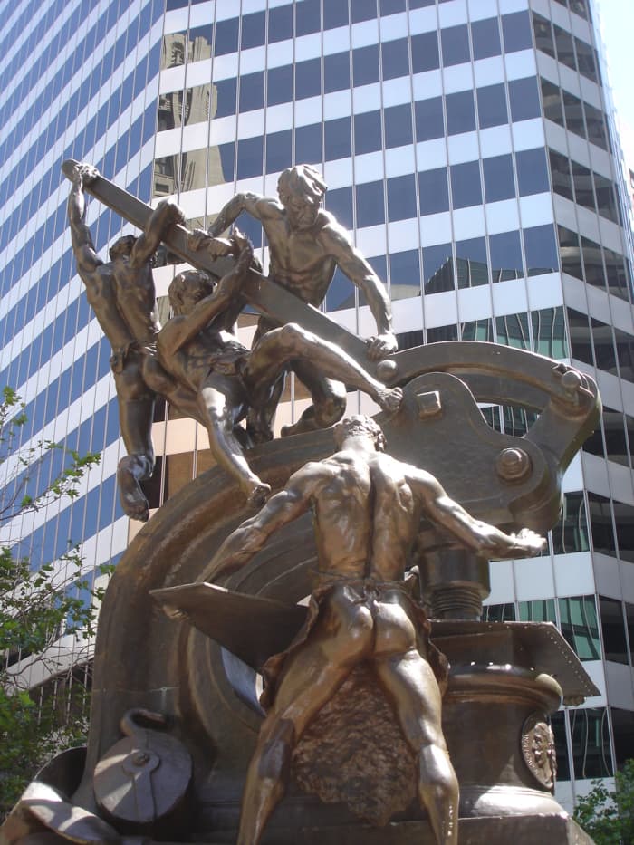 Trade unions protect worker rights. Someone has to look after the working class! A monument for the working class on Market Street, San Francisco.