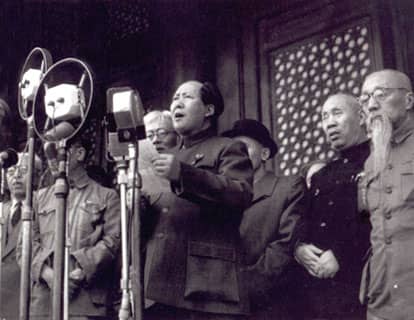 Mao Zedong proclaiming the establishment of the Peoples Republic of China in 1949.