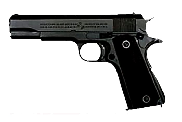 The Colt M1911 A1 .45 pistol, a popular civilian gun both for recreational purposes and as a concealed carry weapon (6)