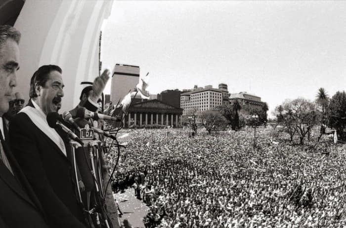 The Opposing Peronist Party Lost the 1983 Presidential Elections to Raul Alfonsin of the Radical Party, After the Peronists Had Campaigned on Not Investigating or Putting on Trial the Military Generals that Ruled during the 'Dirty War'.
