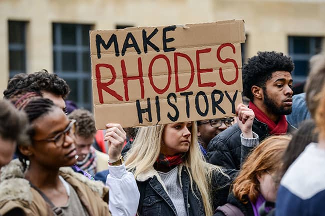 In March 2016, there was a protest at Oxford University demanding the removal of statues representing colonial era values