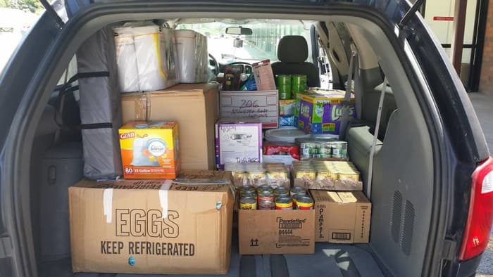 Tom's van dubbed the 'blue whale' loaded for another trip to Dille West Virginia. Dille was hit extremely hard and is a very remote area of our state.