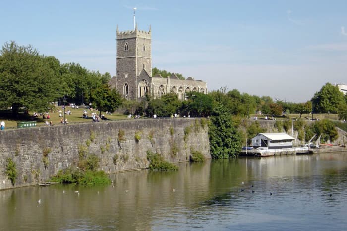 Castle Green, Bristol, where the original bridge that gave Bristol its name spanned the River Avon, and the site where Bristol Castle once stood.