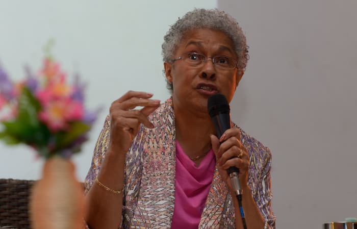 Patricia Hill Collins during a conference in Brazil