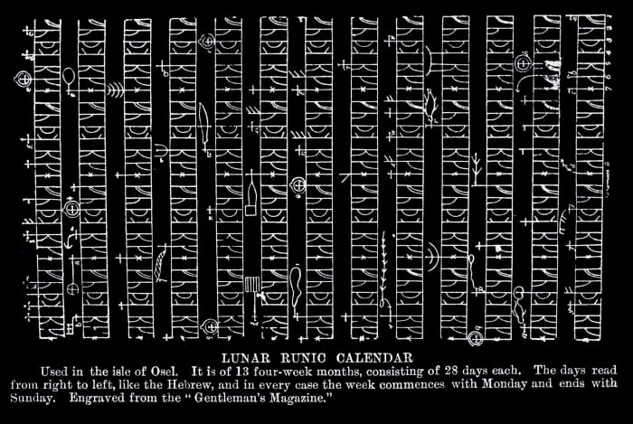 Centuries old runic calendar found in Estonia. It divided the year in thirteen months of 4 weeks each.