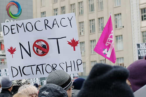 Stephen Harper was Canada’s prime minister from 2006 to 2015 during which time he concentrated enormous power in his office at the expense of Parliament. Many Canadians protested against this.