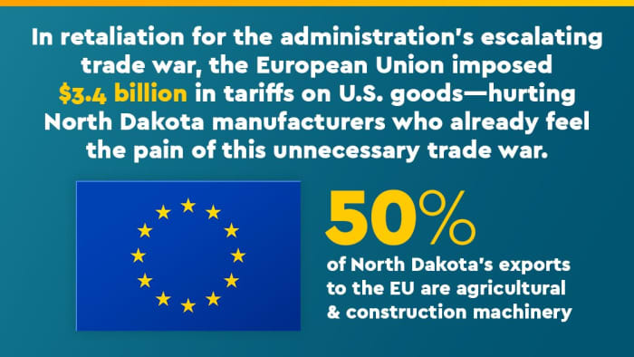 Senator Heidi Heitkamp tweeted this message about the impact the trade war is having the state she represents