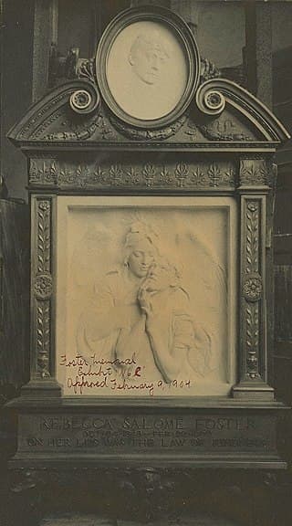 This monument to Rebecca Foster was removed, put in storage and largely forgotten in 1940. It was unearthed, restored, and rededicated in June 2019, although the original bronze frame had gone missing.