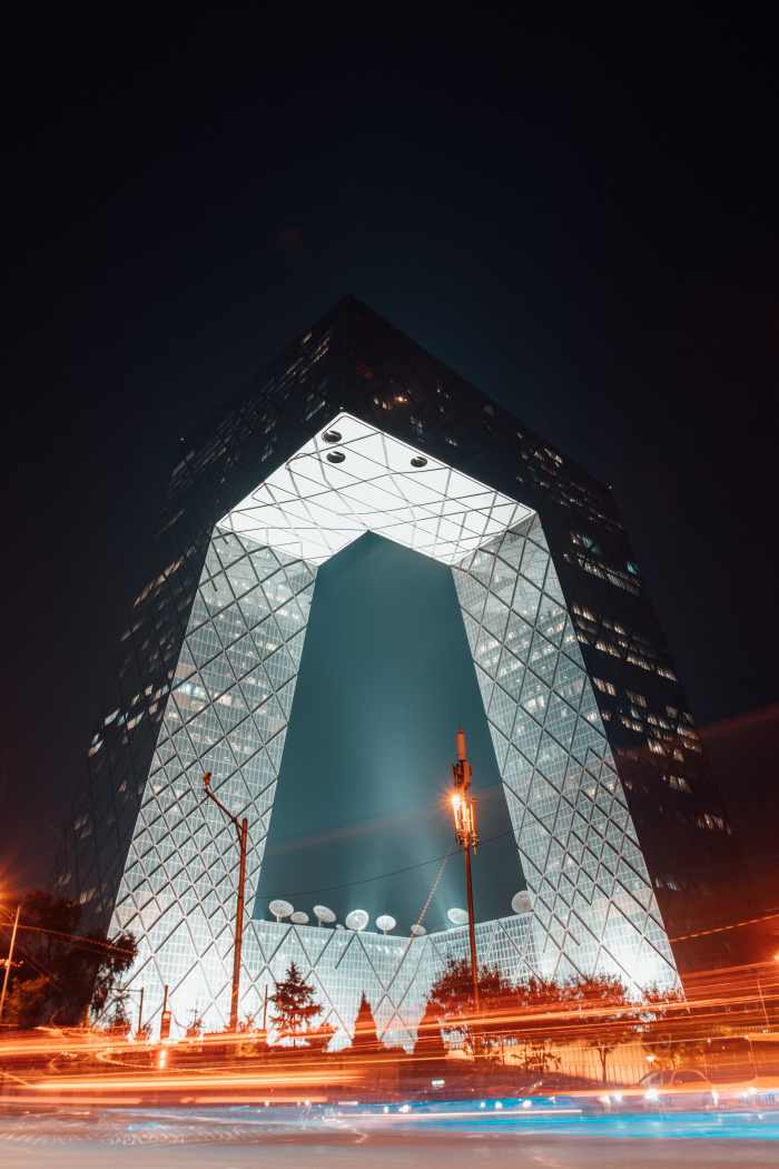 Famous "Pant Leg Building." Beijing is a modern city which attracts hundreds of thousands of rural people looking for financial opportunities.