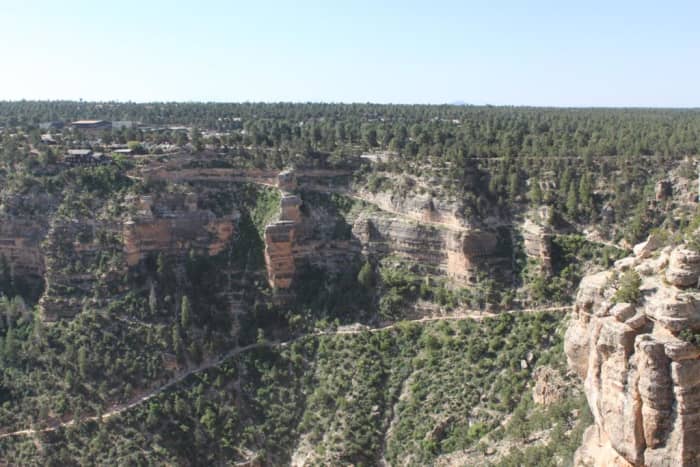 Upper portion of Bright Angel Trail from the south rim as viewed from Trail Overlook