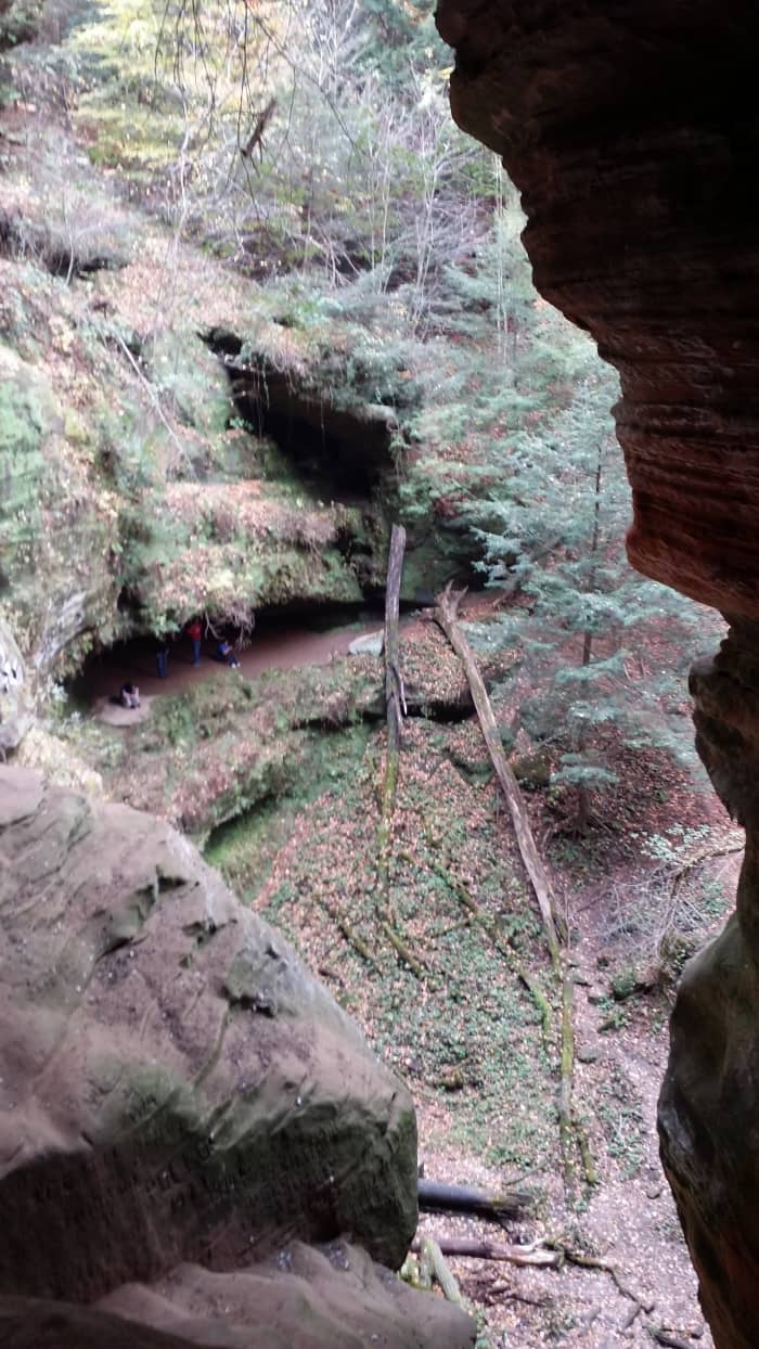 Scene looking out from Rock House. Rock House is the only true cave in Hocking Hills forest.