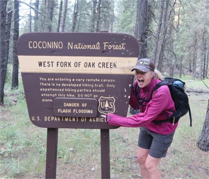 Once on the trail, there's a large Forest Service sign letting you know you're in the correct canyon.