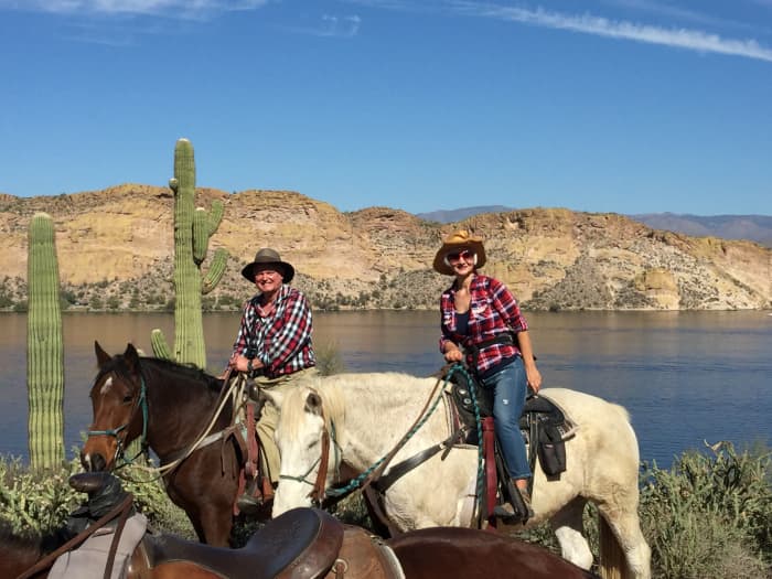 Trail ride with my wife along Salt River on horses rented from Saguaro Lake Ranch Stables in Tonto Nation Forest between Mesa AZ & Saguaro Lake