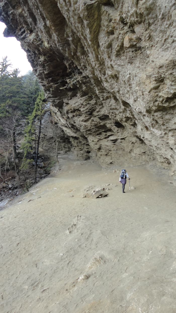 This bluff on the Alum Cave Trail represents the point where you start gaining most of your elevation gain. I nearly saw a fellow hiker impaled with a 3' long icicle one year reminding me to scurry through here when icy formations are present.