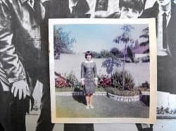 The dress I made for the concert. Inspiration was the Beatles gray suits in a Hard Days Night. I also was one of the first in high school to go with the mod hair style. The high backcomb was pretty much still in.