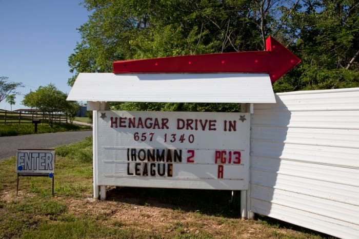 Drive-in near Ft. Payne, Al., Drive-in's like this one are still in business due to the patrons all being so tight-knit in their hometown.