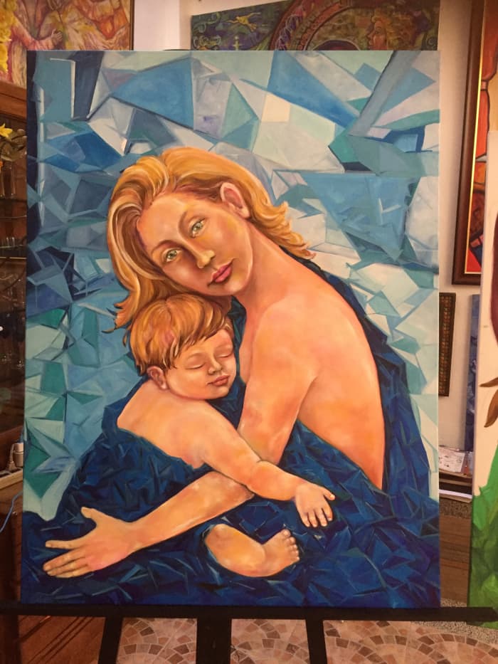 Sapphire Madonna and Child,from her Madonna and Child series, from the private collection of Dan and Winnie Parungao
