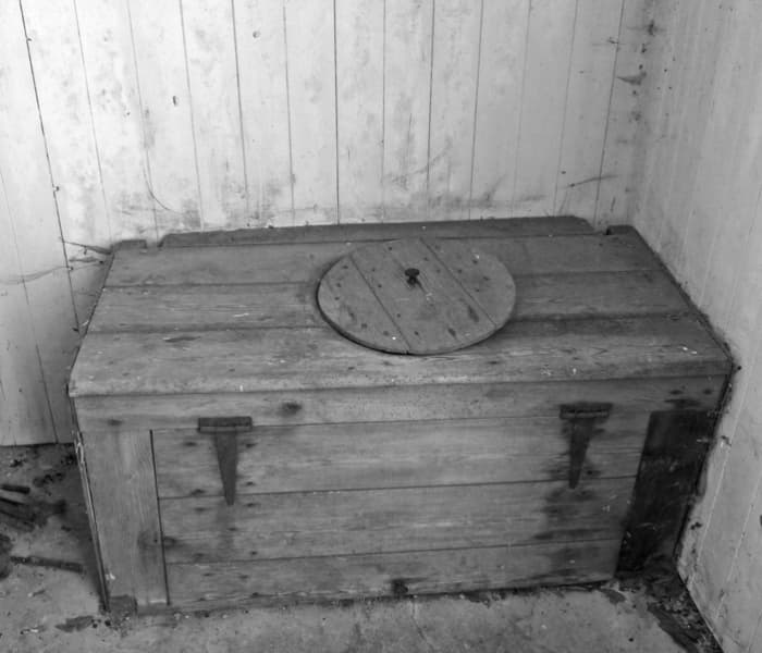 The outside toilet this looks very similar to the one at my nana's house when not in use it normally had a lid that went over the hole though not on the night of the rat encounter..