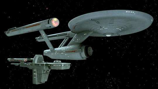 Here's the Star Trek ship drunkenly weaving through space, going where no man has gone before (at least not sober.) All you Trekkies don't kvetch at me if this ship is somehow flawed or wrong. I just don't care. Sorry.